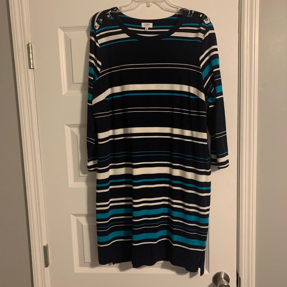 Navy and Aqua Stripe Crown & Ivy Dress